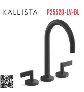 Vòi bồn tắm 3 chân cổ ngỗng đen Kallista P25520-LV-BL