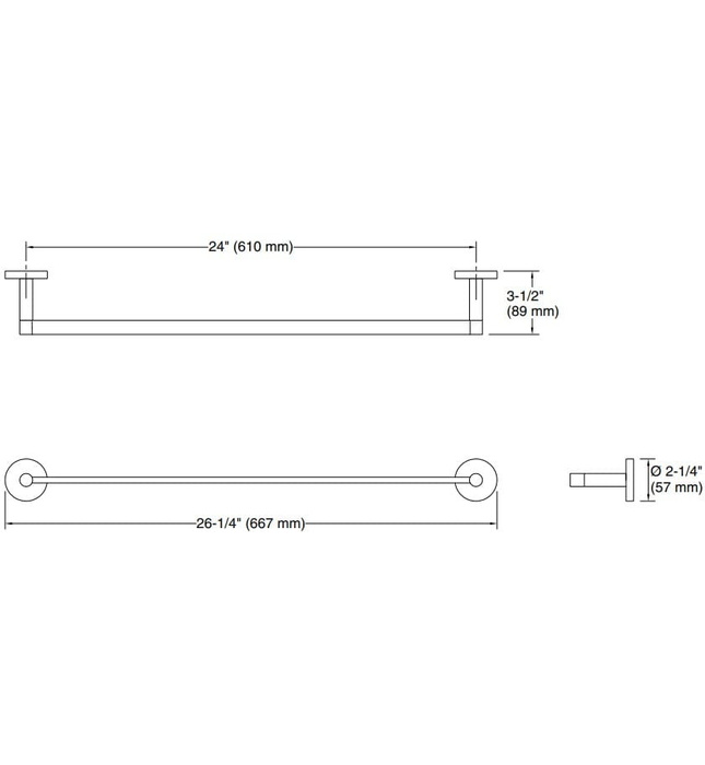 Thanh treo khăn đơn 24" màu Nickel Kallista P34401-00-SN