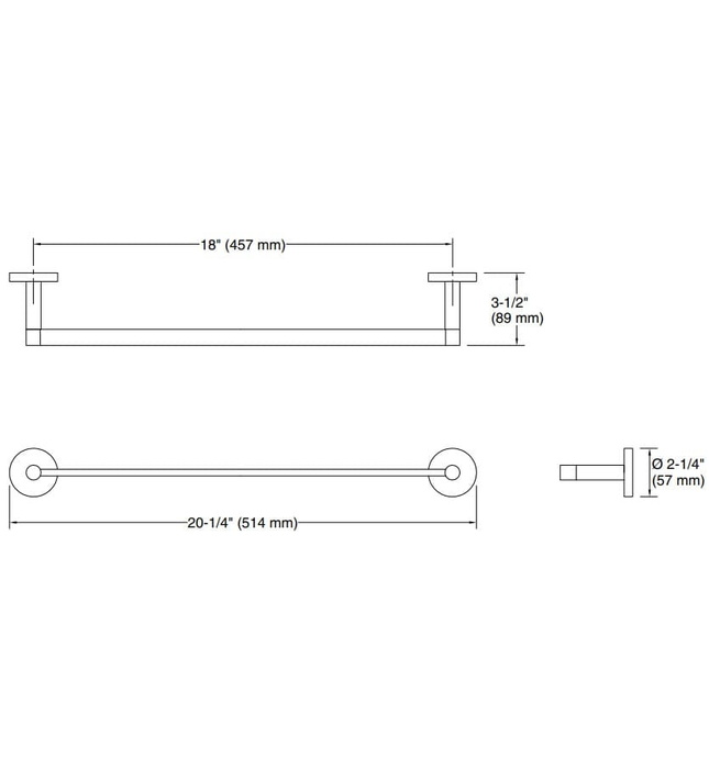 Thanh treo khăn đơn 18" màu Nickel Kallista P34402-00-BN