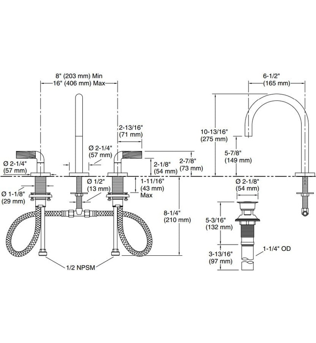 Vòi chậu rửa mặt 3 chân cổ ngỗng Chrome Kallista P40877-LV-CP