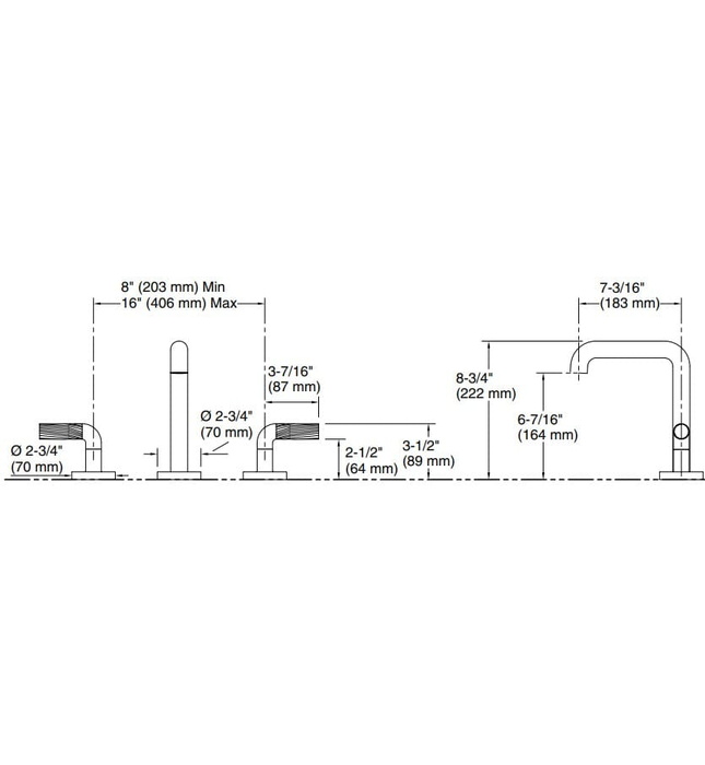 Vòi bồn tắm thân cao nóng lạnh Nickel Kallista P40882-LV-BN