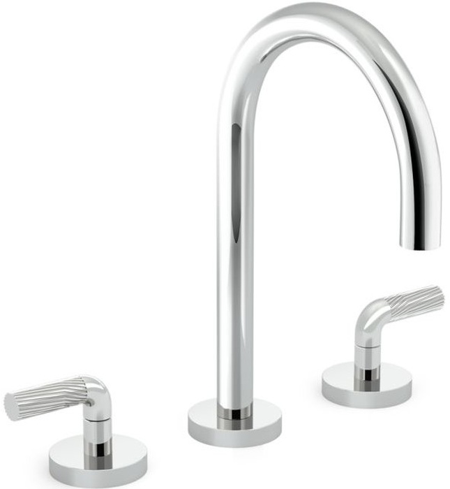 Vòi chậu rửa mặt 3 chân cổ ngỗng đen Kallista P40877-LV-BL