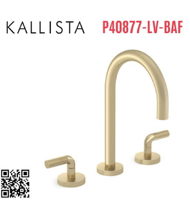 Vòi chậu rửa mặt 3 chân cổ ngỗng vàng Kallista P40877-LV-BAF