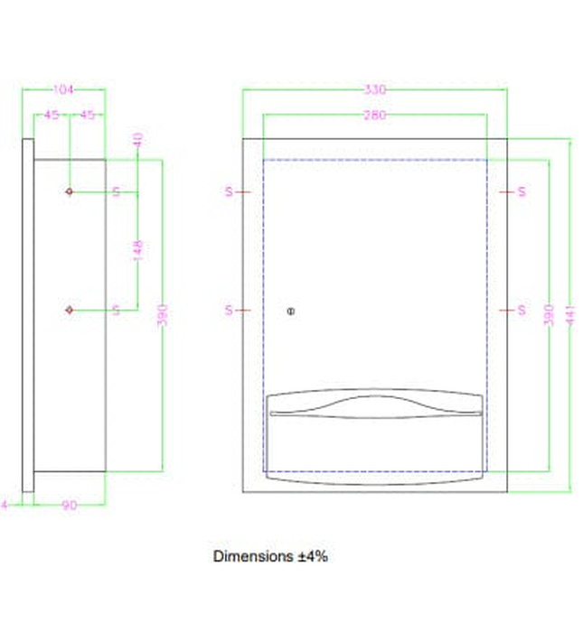 Hộp đựng khăn giấy âm tường Mediclinics DTE0020CS