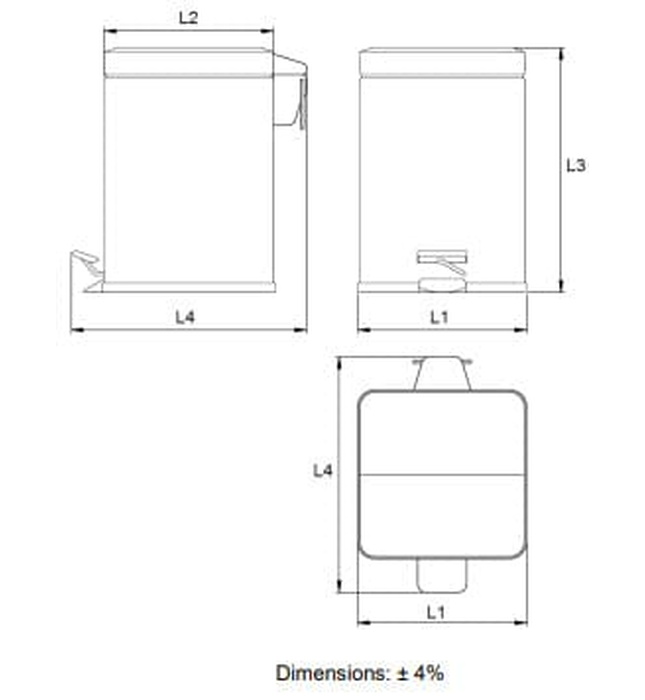 Thùng đựng rác vuông 6L Mediclinics PP1206