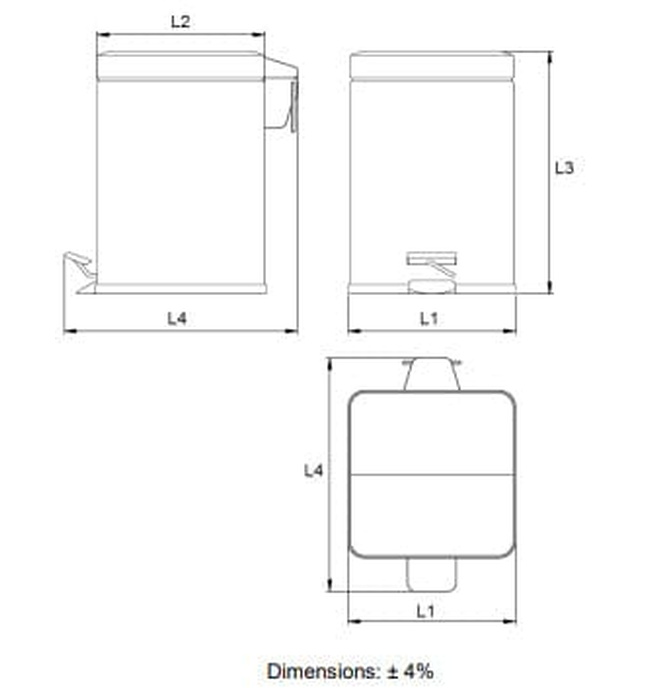 Thùng đựng rác vuông 12L Mediclinics PP1214CS
