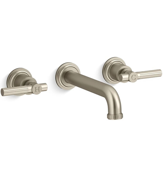 Vòi chậu rửa mặt 3 chân âm tường vàng Kallista P21223-LV-BAF