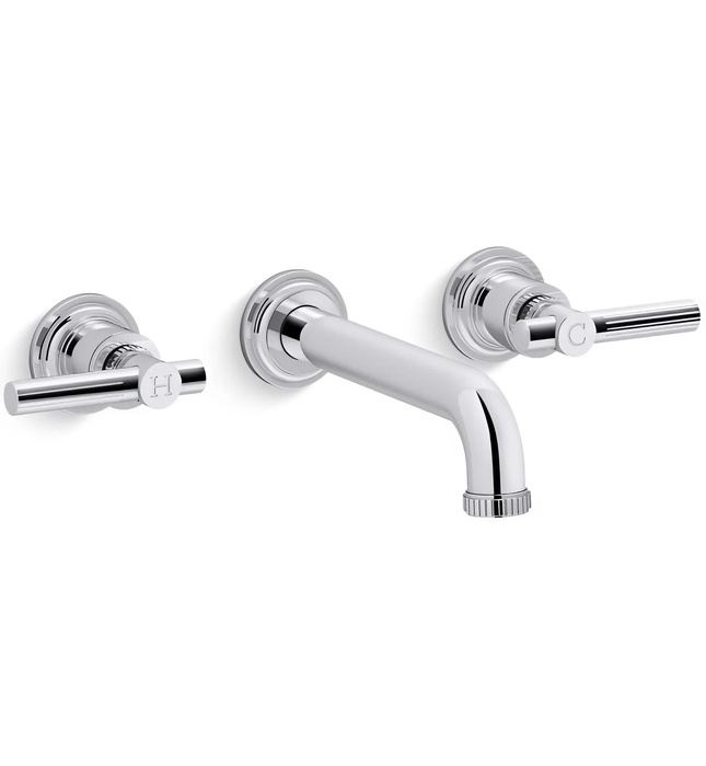 Vòi chậu rửa mặt 3 chân âm tường vàng Kallista P21223-LV-BAF