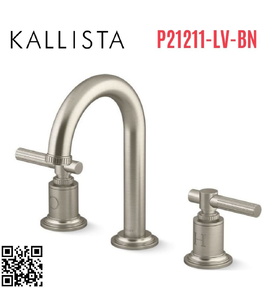 Vòi chậu rửa mặt 3 chân cổ vòm Nickel Kallista P21211-LV-BN