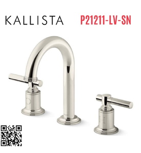 Vòi chậu rửa mặt 3 chân cổ vòm Nickel Kallista P21211-LV-SN