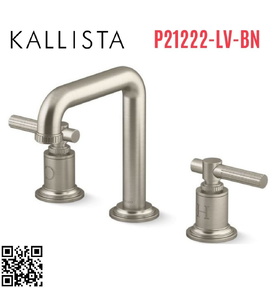 Vòi chậu rửa mặt 3 chân thân cao Nickel Kallista P21222-LV-BN