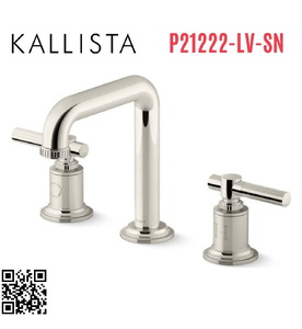Vòi chậu rửa mặt 3 chân thân cao Nickel Kallista P21222-LV-SN