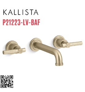 Vòi chậu rửa mặt 3 chân âm tường vàng Kallista P21223-LV-BAF