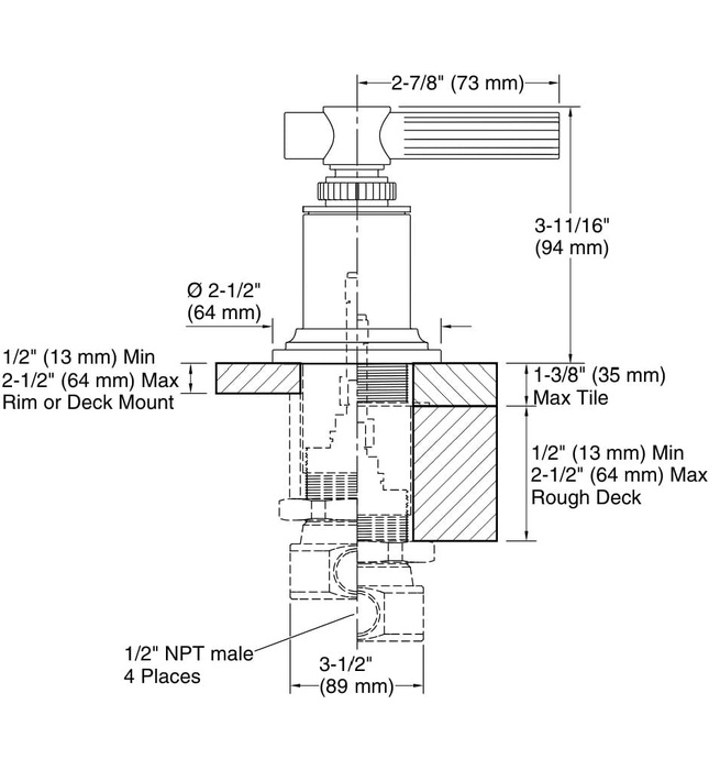 Tay gạt chuyển hướng gắn bồn Bronze Kallista P21248-LV-BV