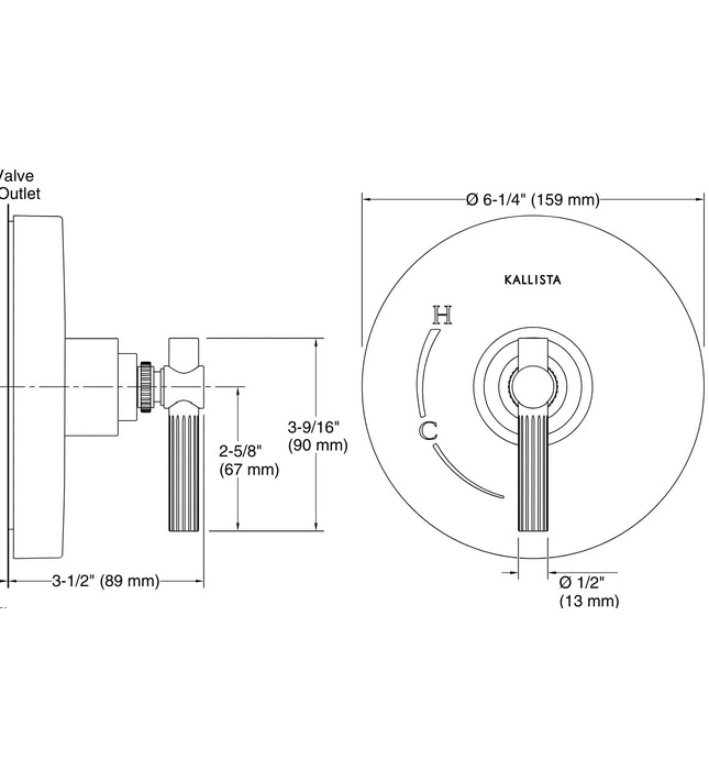 Mặt nạ điều khiển đơn sen tắm vàng Kallista P21375-LV-BAF