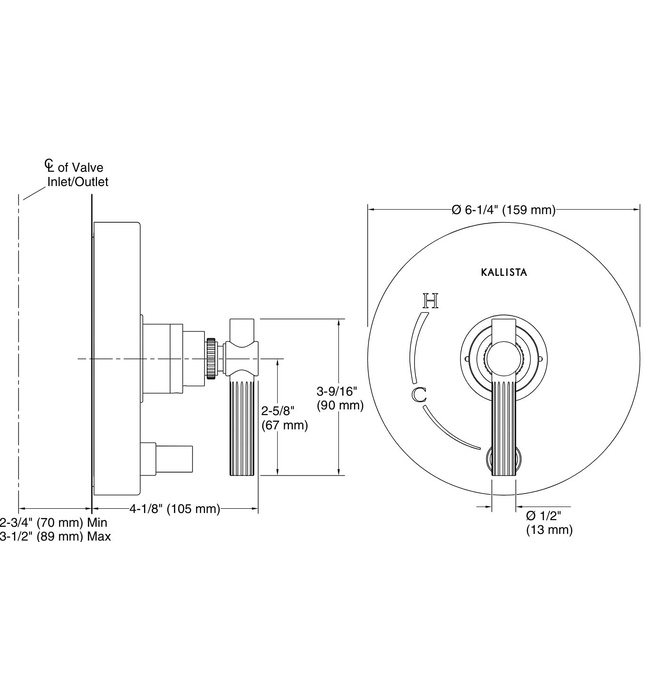 Mặt nạ điều khiển đơn và chuyển hướng Chrome Kallista P21376-LV-CP