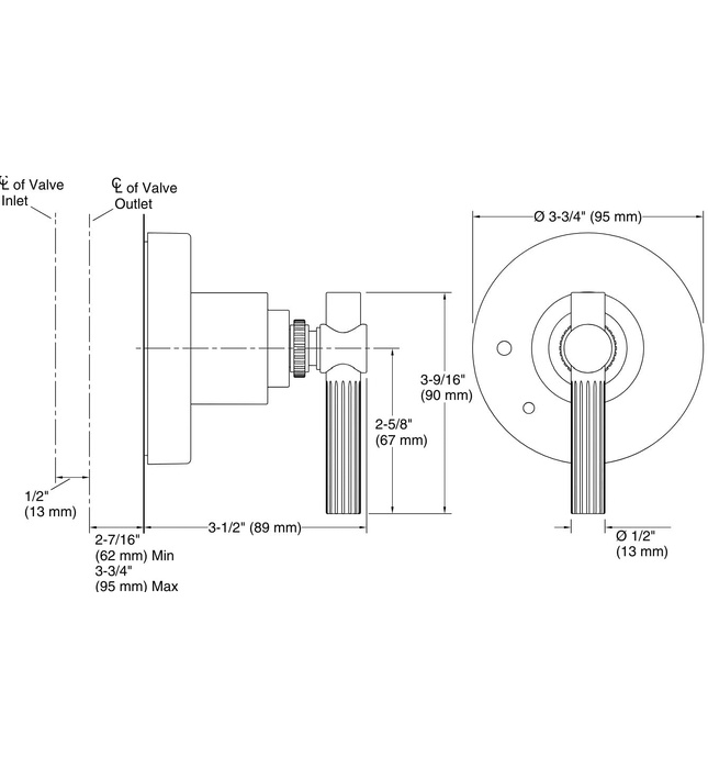 Mặt nạ điều khiển âm lượng sen tắm Nickel Kallista P21384-LV-BN