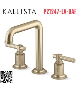 Vòi bồn tắm thân cao nóng lạnh vàng Kallista P21247-LV-BAF