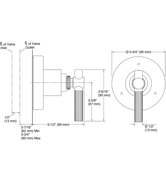 Mặt nạ chuyển đổi hướng dòng nước sen tắm Nickel Kallista P21385-LV-BN