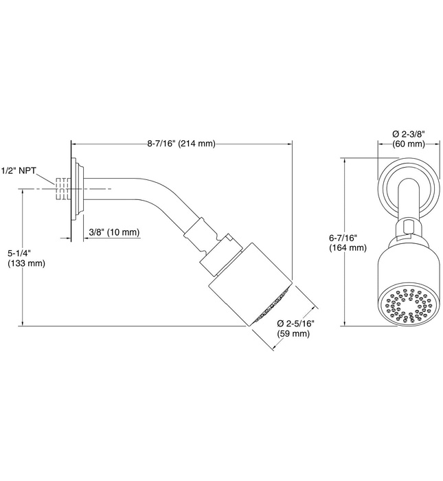 Bát sen tắm và tay sen gắn tường màu vàng Kallista P21386-00-BAF