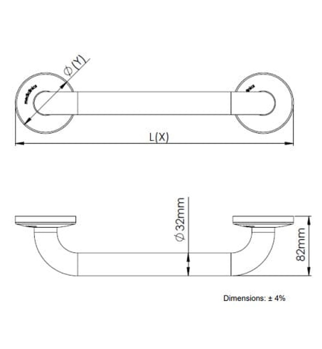 Thanh tay vịn thẳng 537mm Tây Ban Nha Mediclinics BR0400C