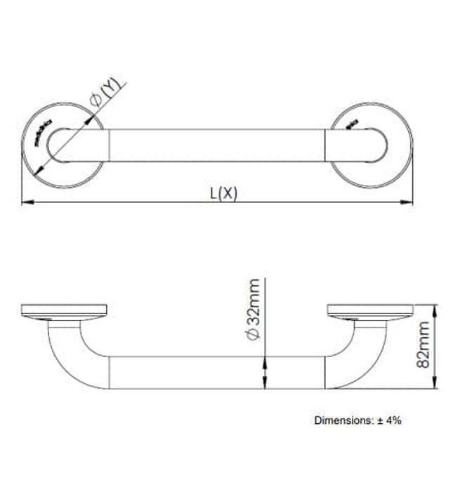 Thanh tay vịn thẳng 692mm Tây Ban Nha Mediclinics BR0600C