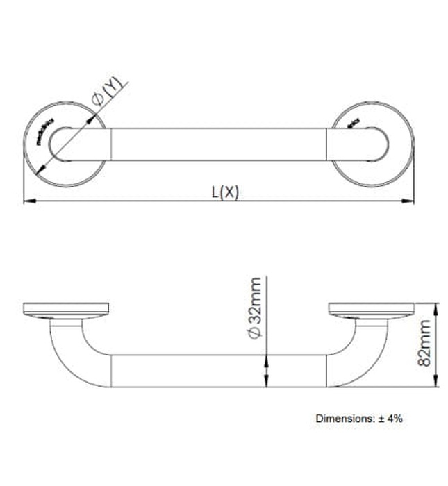 Thanh tay vịn thẳng Tây Ban Nha Mediclinics BR2300B