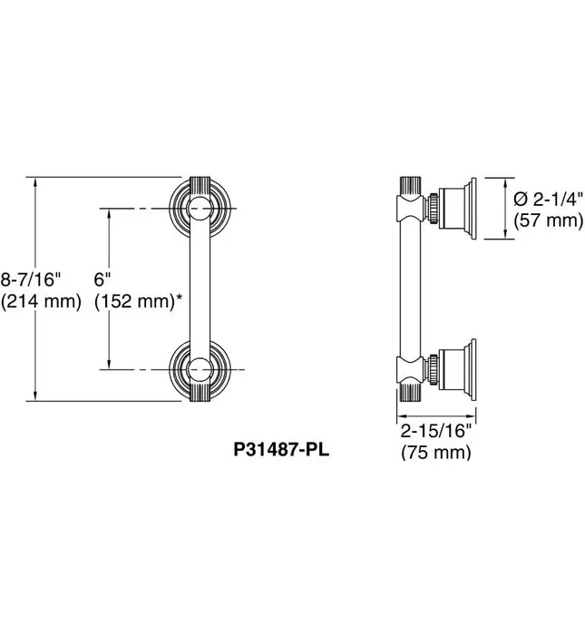 Tay nắm cửa kính phòng tắm màu Chrome Kallista P31487-PL-CP