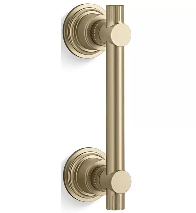 Tay nắm cửa kính phòng tắm màu vàng Kallista P31487-PL-BAF