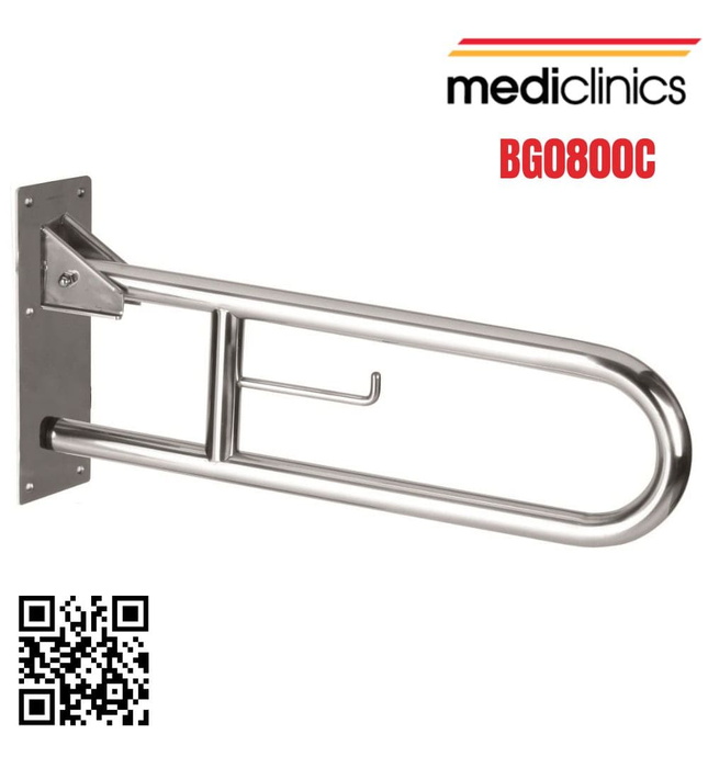 Thanh vịn xoay dọc có giá đỡ cuộn giấy vệ sinh Mediclinics BG0800C