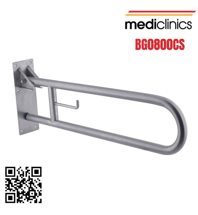 Thanh vịn xoay dọc có giá đỡ cuộn giấy vệ sinh Mediclinics BG0800CS