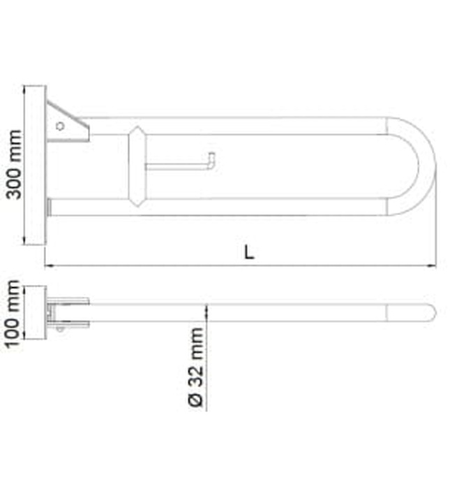 Thanh vịn xoay dọc có giá đỡ cuộn giấy vệ sinh Mediclinics BG2800B