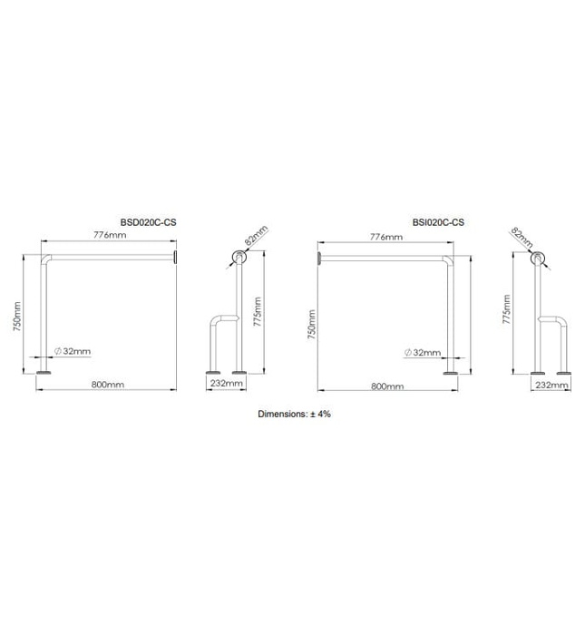Thanh vịn sàn tường bên phải Mediclinics BSD020C