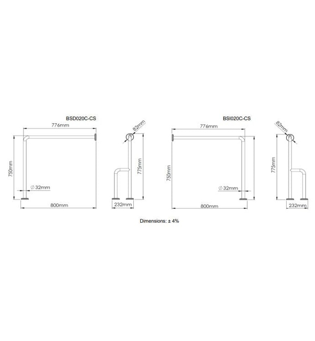 Thanh vịn sàn tường bên phải Mediclinics BSD020CS