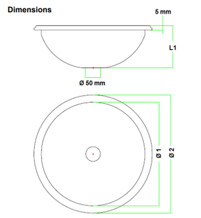 Chậu rửa tròn âm bàn bằng thép Mediclinics SN0027C