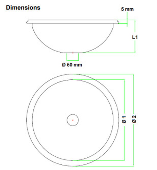 Chậu rửa tròn âm bàn bằng thép Mediclinics SN0027C
