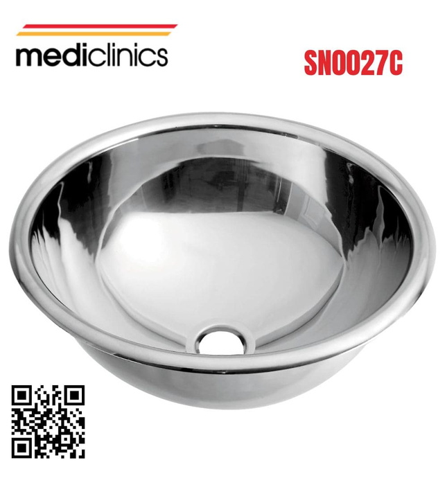 Chậu rửa tròn âm bàn bằng thép Mediclinics SN0027C