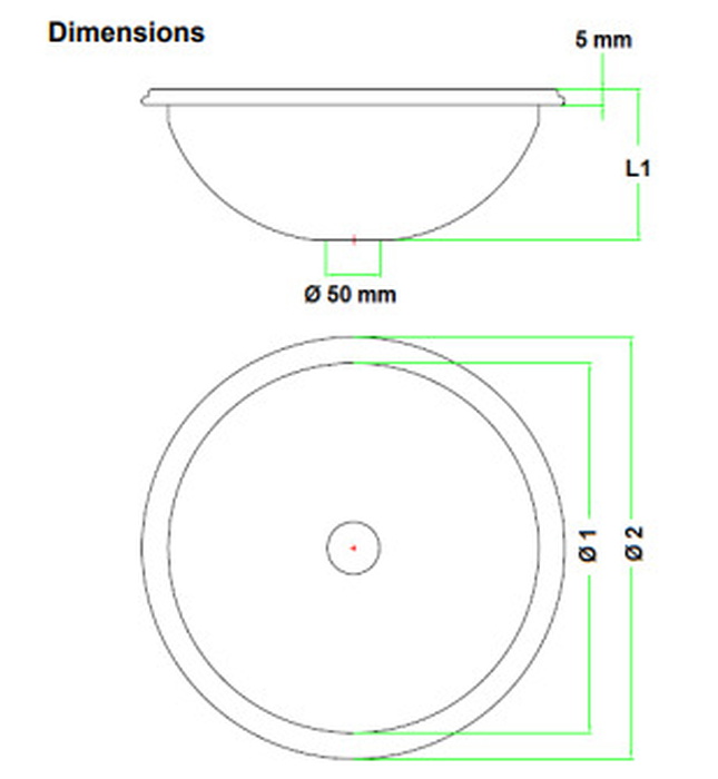 Chậu rửa tròn âm bàn bằng thép Mediclinics SN0036CS