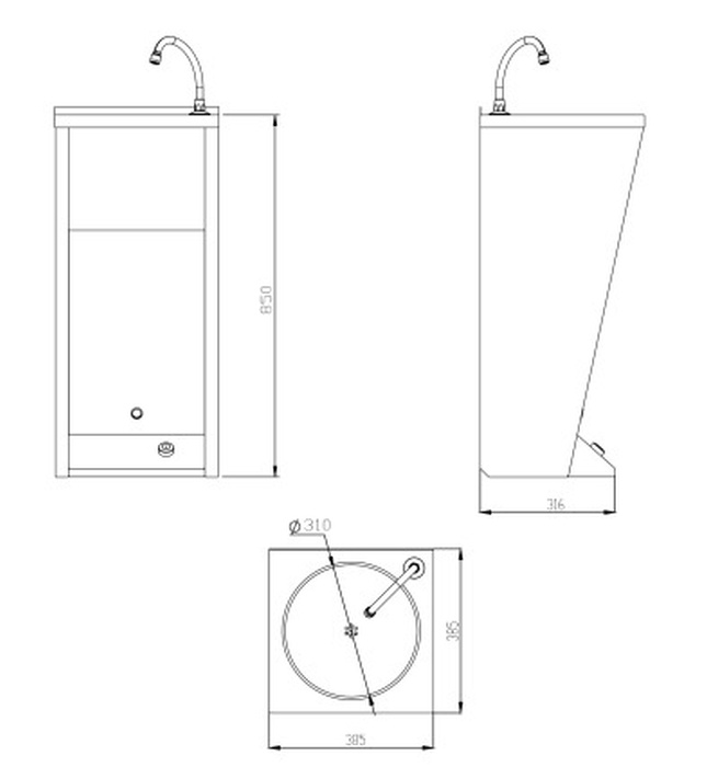 Chậu rửa tay có bàn đạp chân làm bằng thép Mediclinics SNLMP60CS
