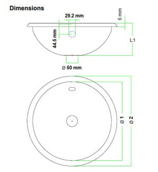 Chậu rửa tròn âm bàn bằng thép Mediclinics SNR027CS