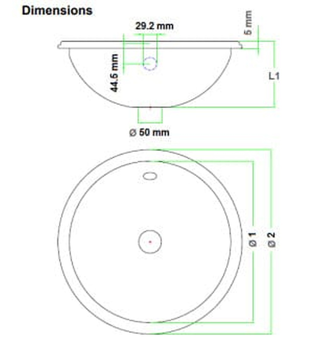 Chậu rửa tròn âm bàn bằng thép Mediclinics SNR031C