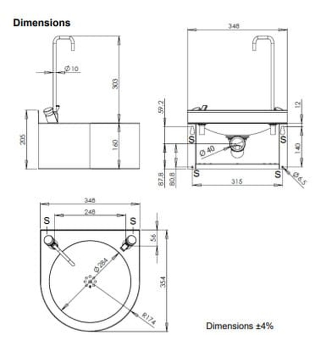 Bồn nước uống gắn tường bằng thép Mediclinics FAM120CS