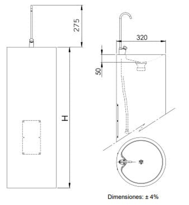 Bồn nước uống gắn tường bằng thép Mediclinics FA0225CS