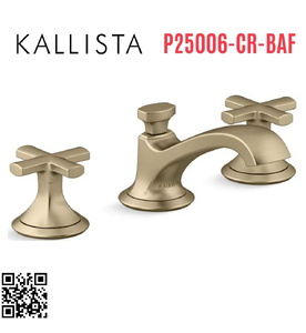 Vòi chậu rửa mặt 3 chân cổ thấp vàng Kallista P25006-CR-BAF