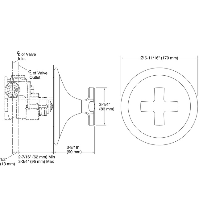 Mặt nạ điều chỉnh nhiệt độ sen tắm Nickel Kallista P25022-CR-SN