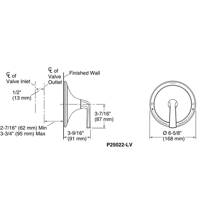 Mặt nạ điều chỉnh nhiệt độ sen tắm vàng Kallista P25022-LV-BAF
