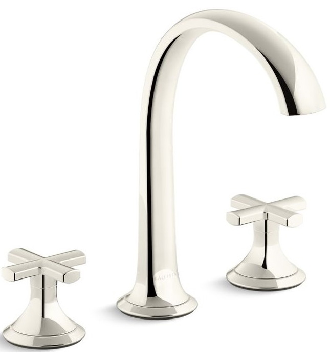 Vòi chậu rửa mặt 3 chân cổ vòm vàng Kallista P25007-CR-BAF