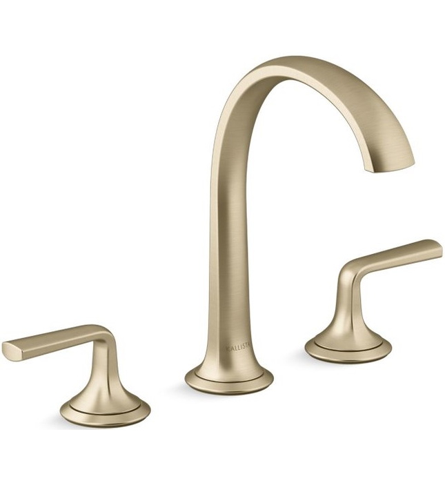 Vòi chậu rửa mặt 3 chân cổ vòm vàng Kallista P25007-LV-BAF