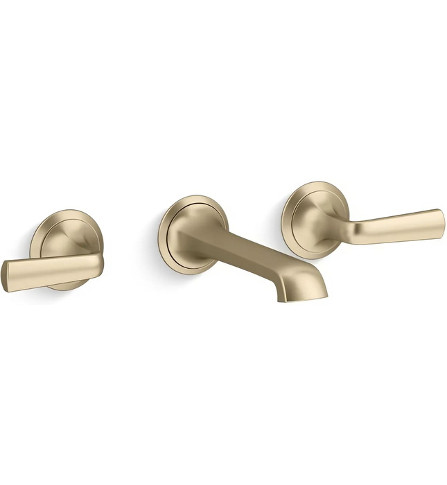 Vòi chậu rửa mặt 3 chân âm tường vàng Kallista P25011-LV-BAF