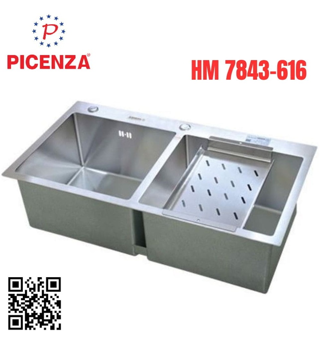 Chậu rửa bát Hanmade 2 hố cân Picenza HM 7843-616